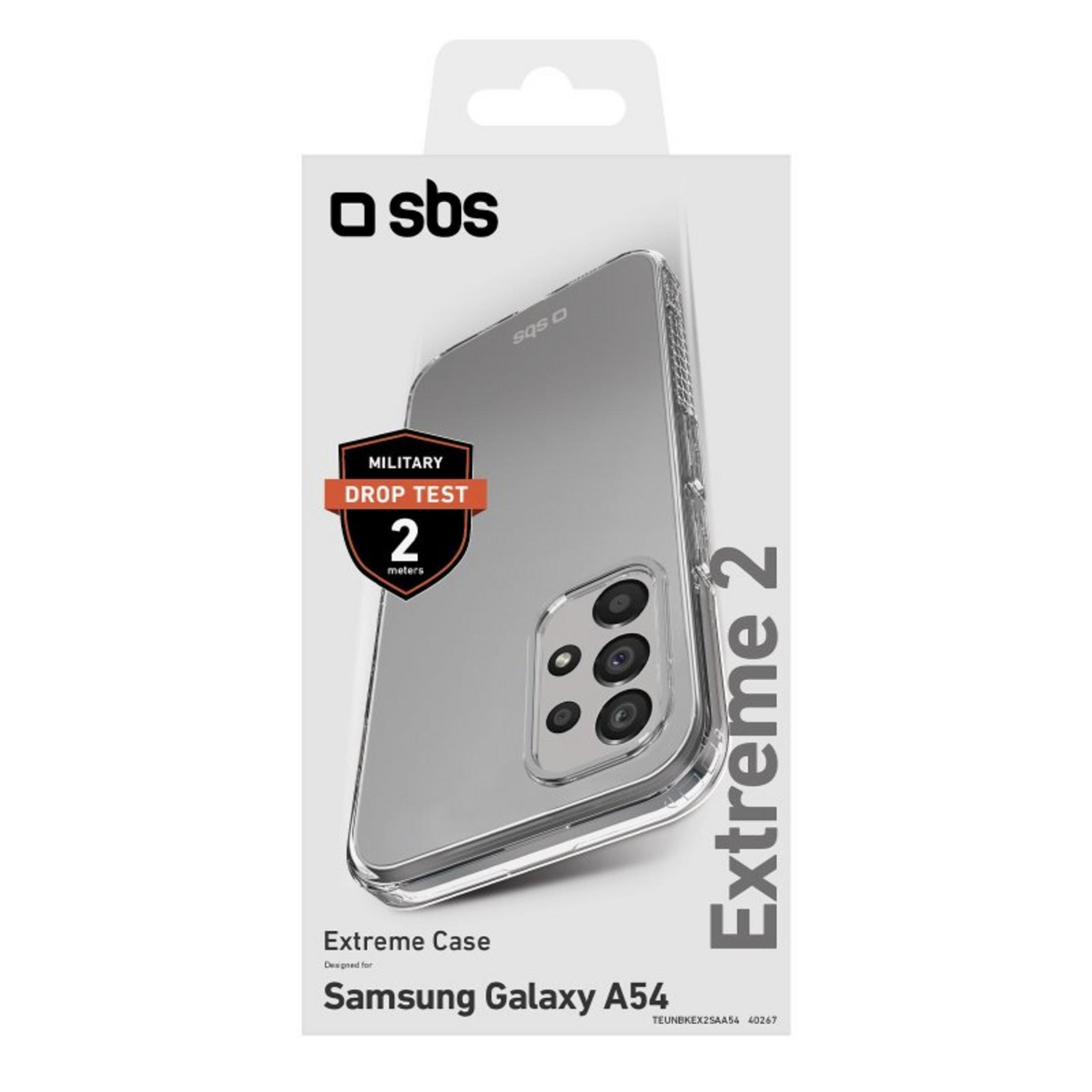 Verpackung für eine klare Handyhülle für Samsung Galaxy A54.