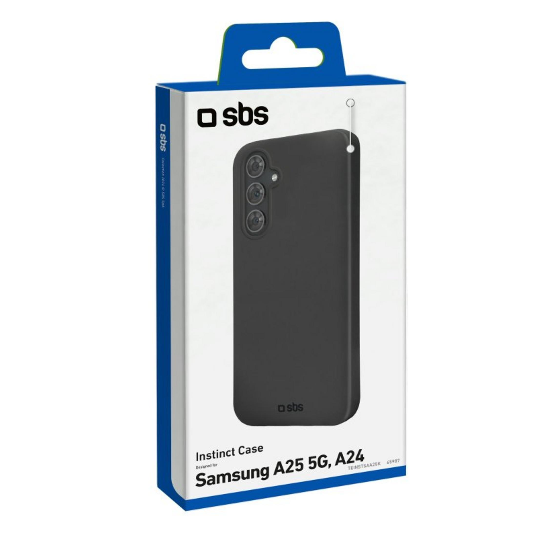 Verpackung für eine schwarze Handyhülle für Samsung A25 5G/A24.