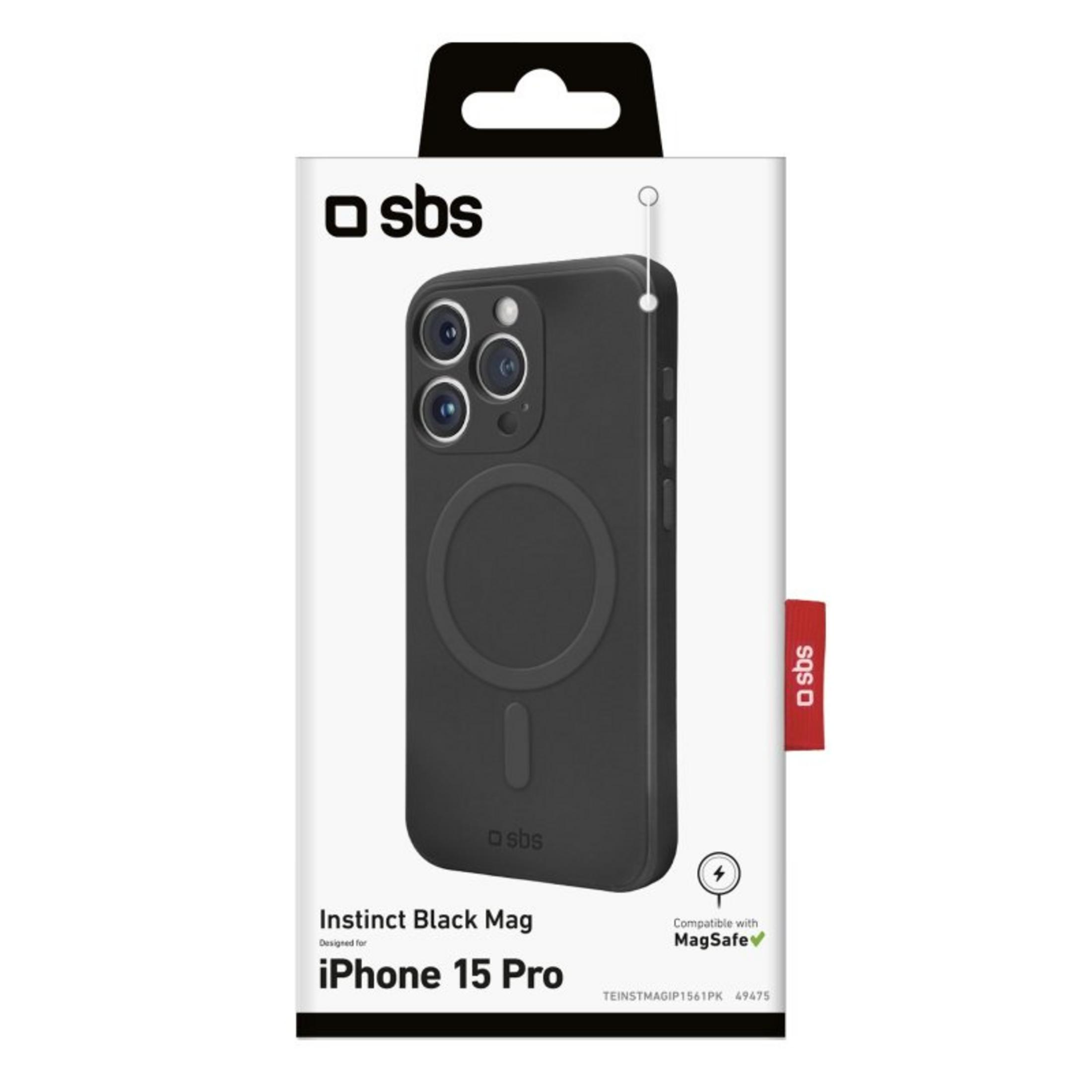 Custodia nera per iPhone 15 Pro SBS, compatibile MagSafe.