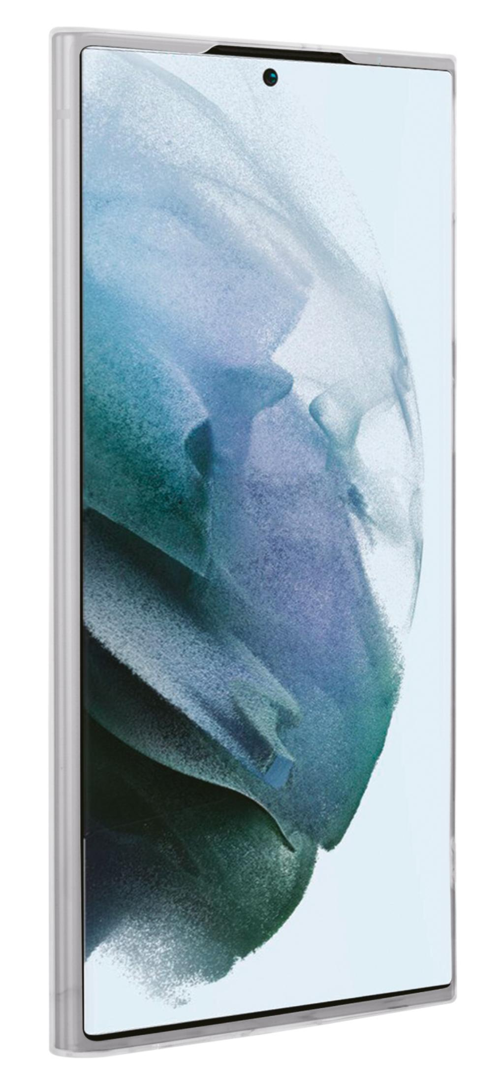 Uno smartphone con uno schema astratto blu e verde sullo schermo.