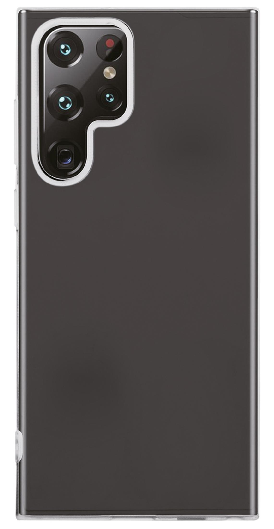 Smartphone grigio scuro con modulo fotocamera a quattro lenti in alto a sinistra.