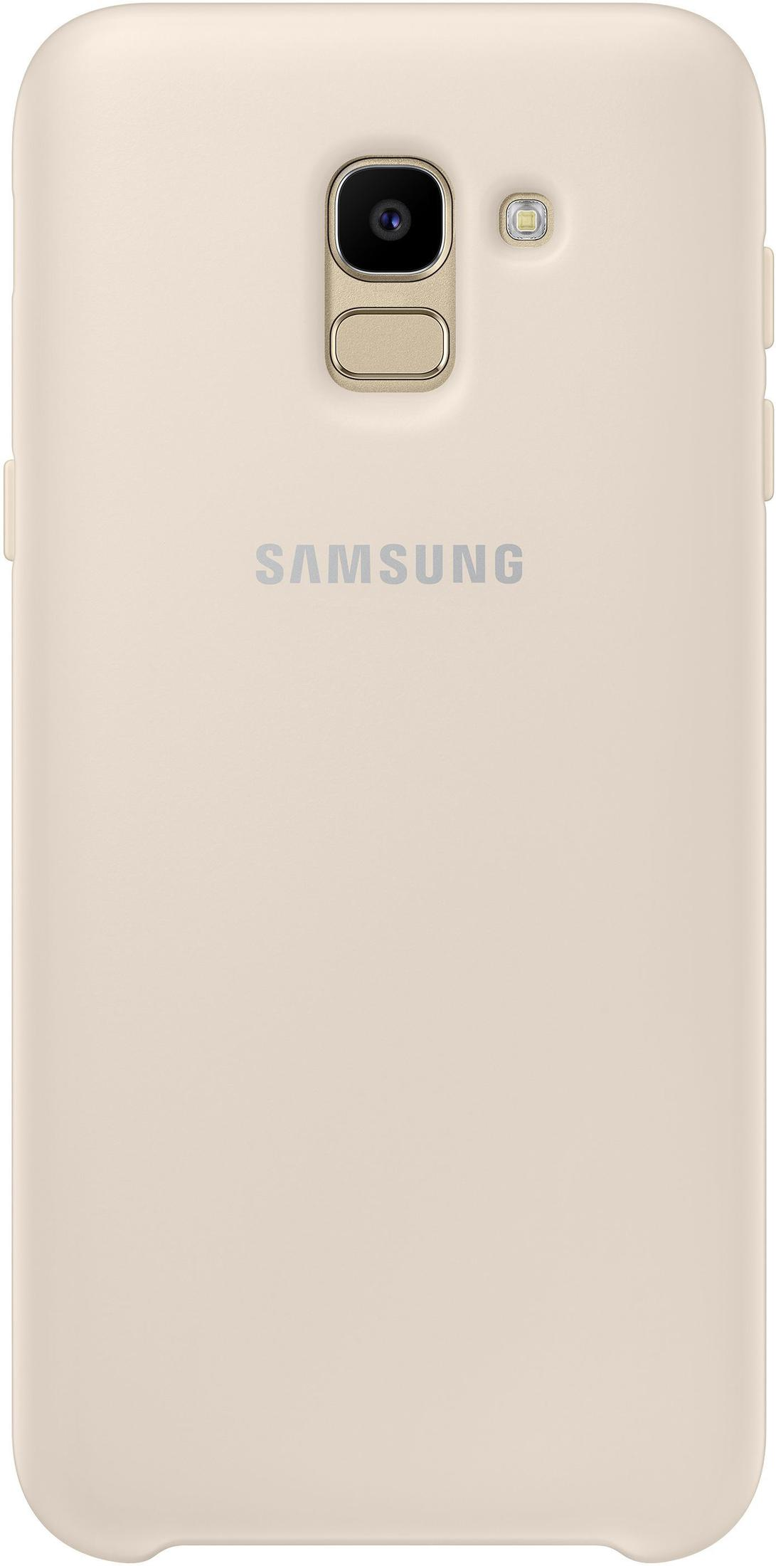 Un telefono Samsung beige chiaro con fotocamera e flash sul retro.