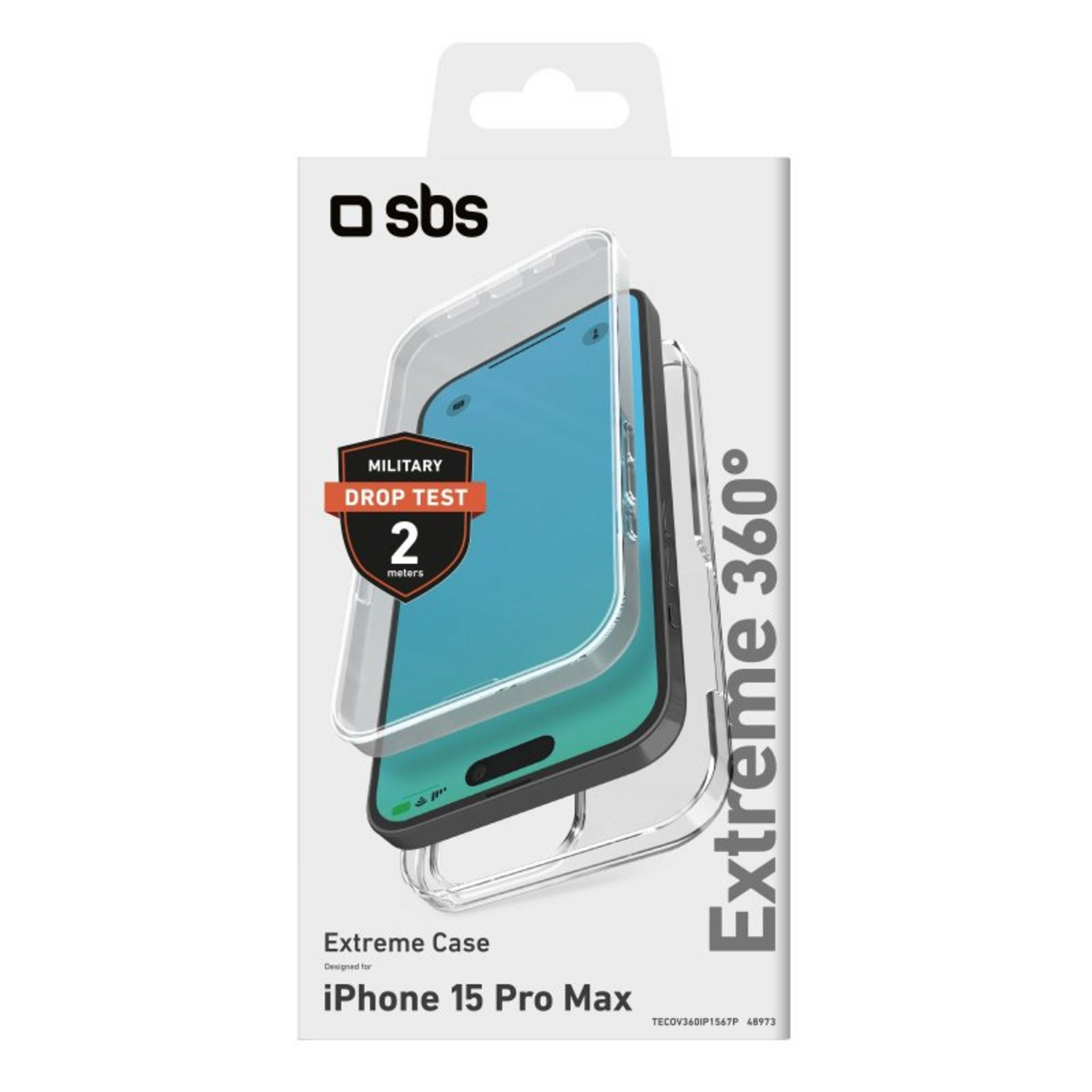SBS Hülle für iPhone 15 Pro Max, militärischer Falltest 2 Meter.