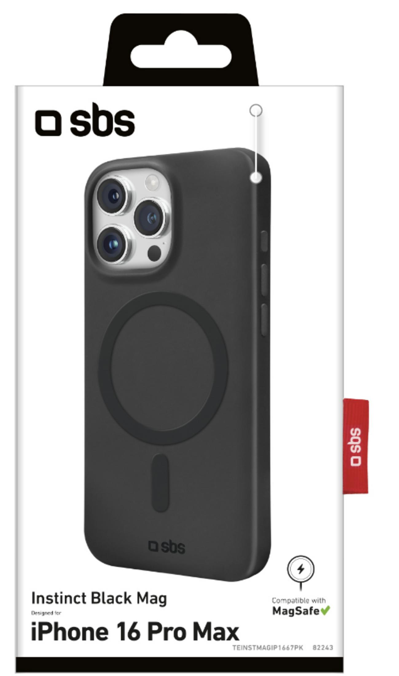 Custodia nera SBS per iPhone 16 Pro Max compatibile MagSafe.