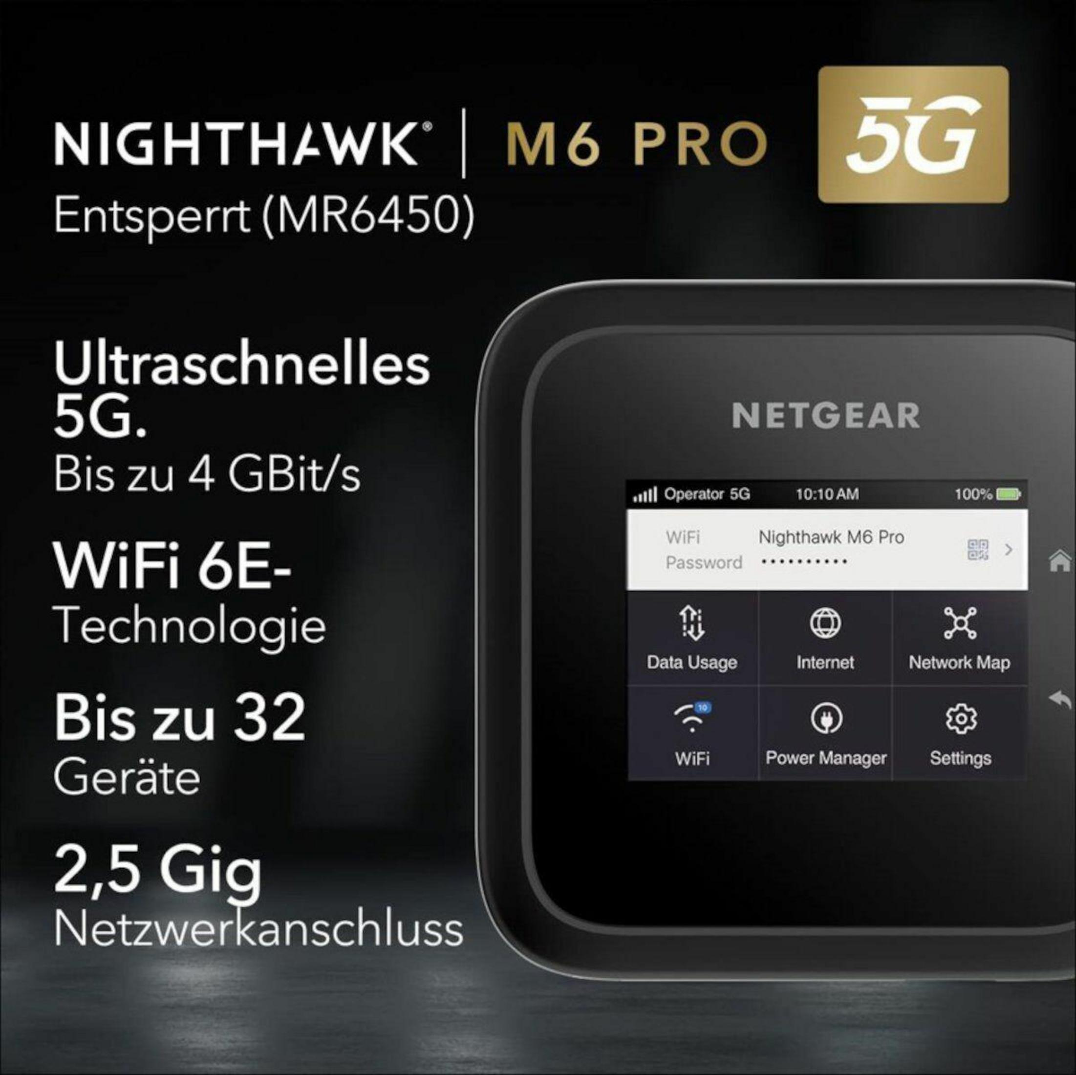 Netgear Nighthawk M6 Pro 5G mit ultraschnellem 5G, bis zu 4 GBit/s, WiFi 6E.