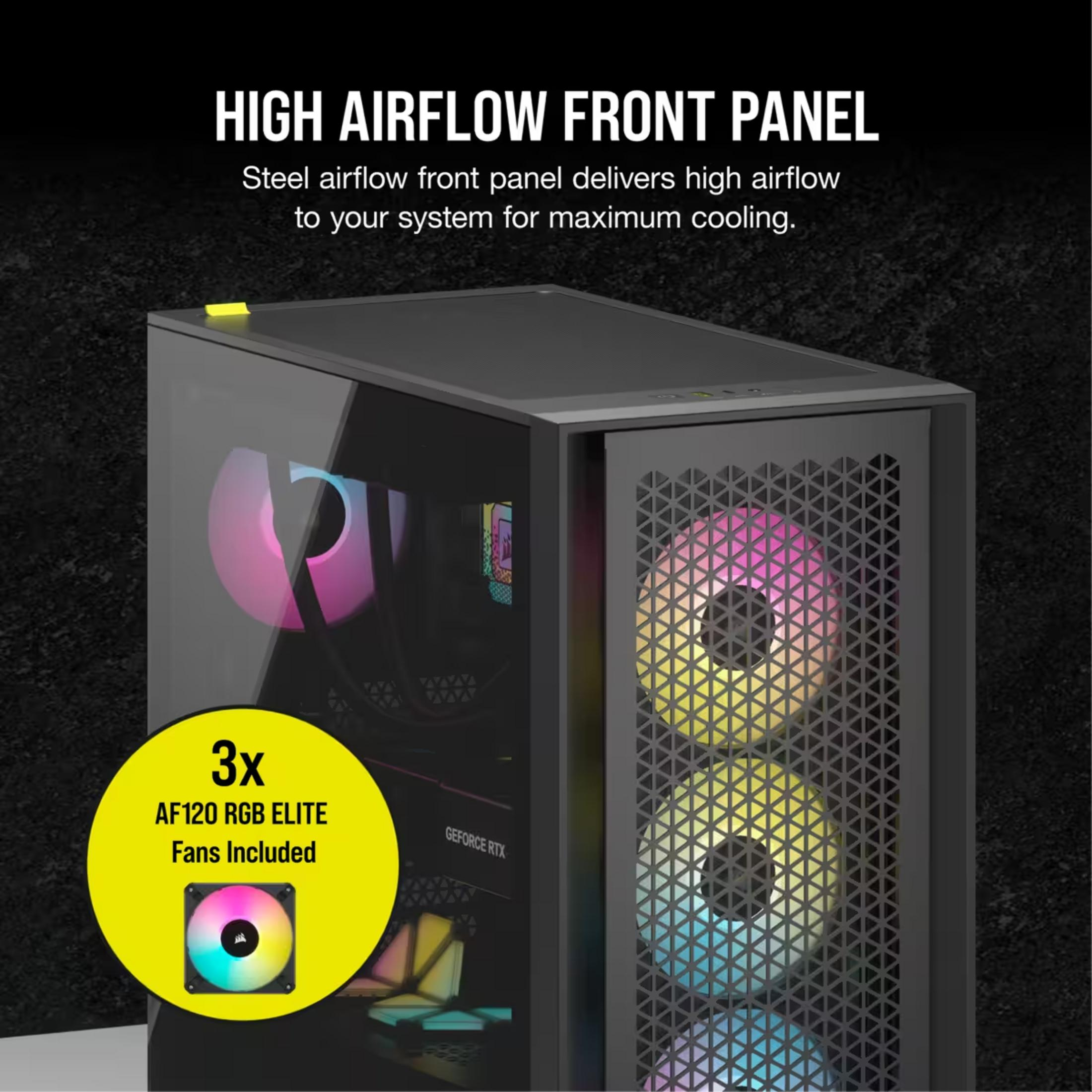 Un case PC con ventole RGB e una scheda grafica GeForce RTX.