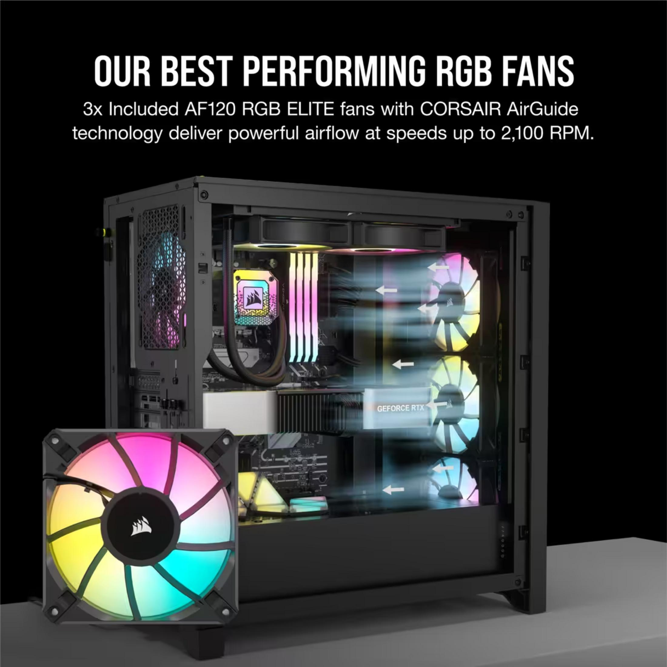 Un case PC con ventole RGB e visualizzazione del flusso d'aria.