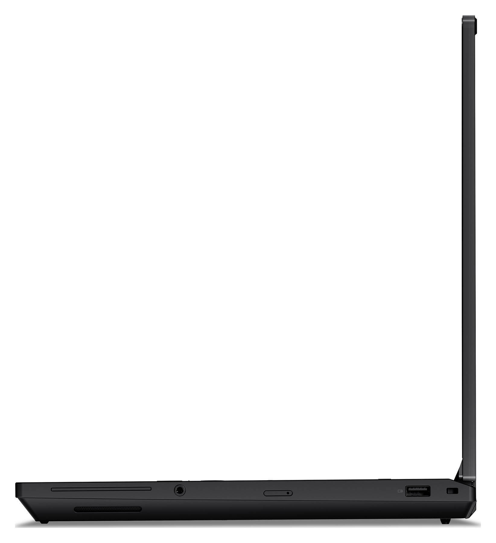 Laptop nero di profilo, che mostra le porte sul lato.