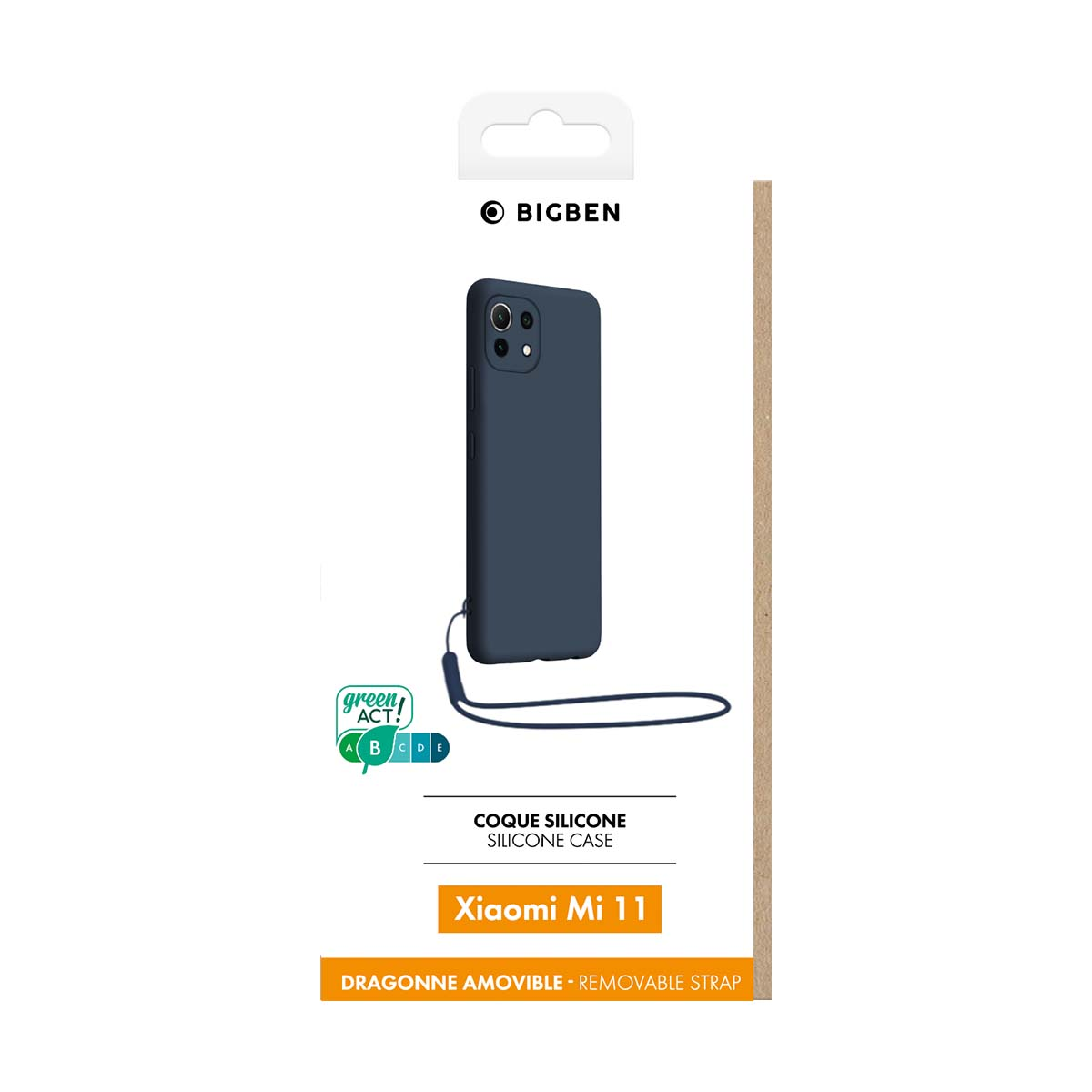 Custodia in silicone blu scuro per Xiaomi Mi 11 con cinturino.
