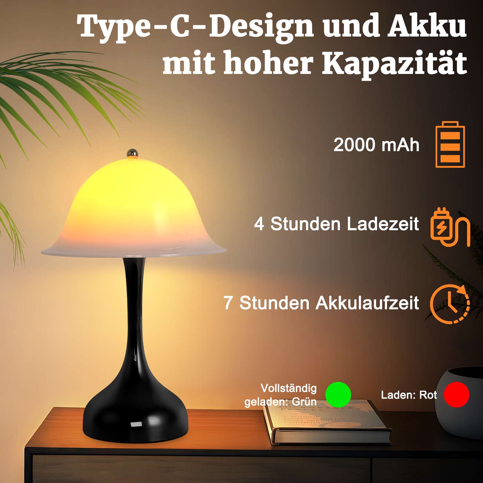 Una base di lampada nera con paralume giallo è su un comodino.