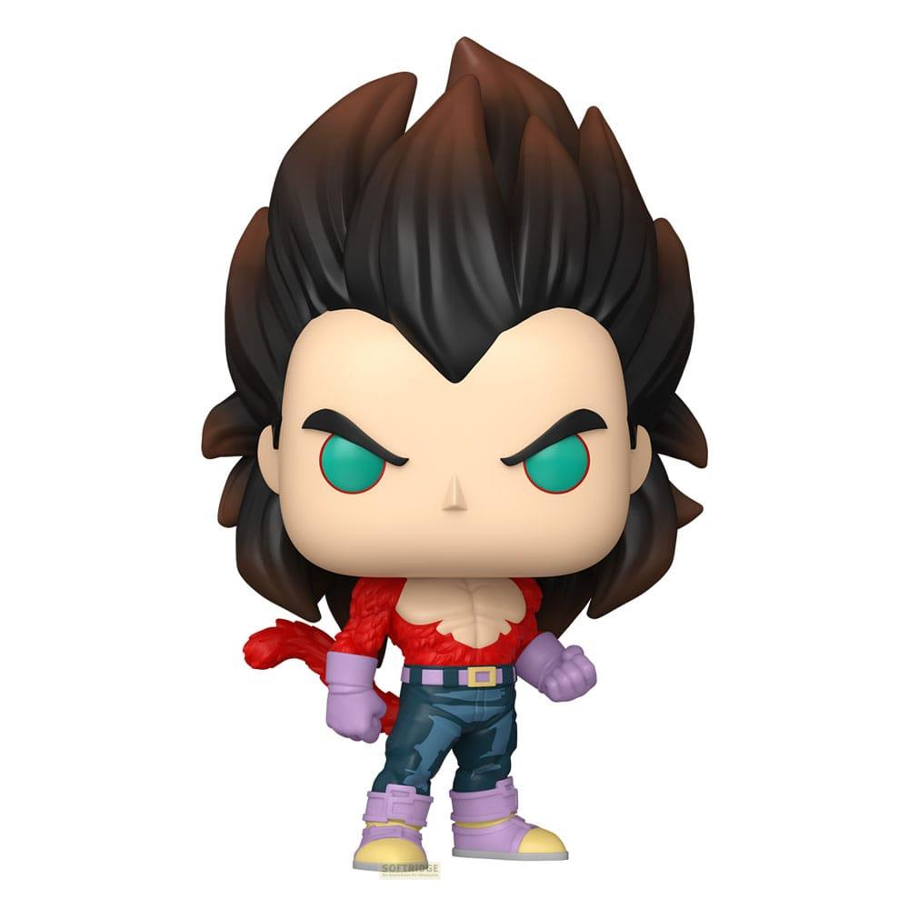 Funko Pop figure of Vegeta in Super Saiyan 4 form, with spiky brown hair.