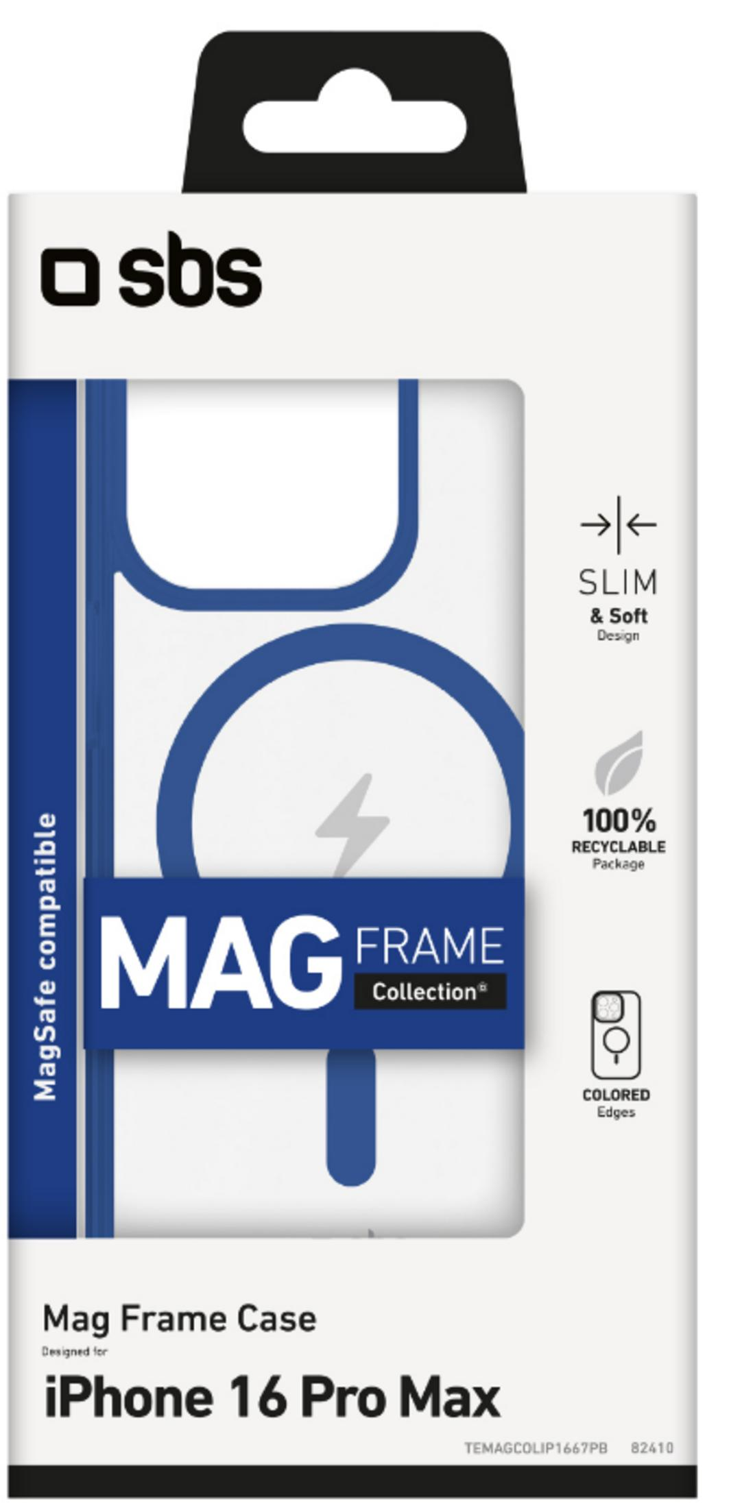 SBS Mag Frame Hülle für iPhone 16 Pro Max mit MagSafe-Kompatibilität.