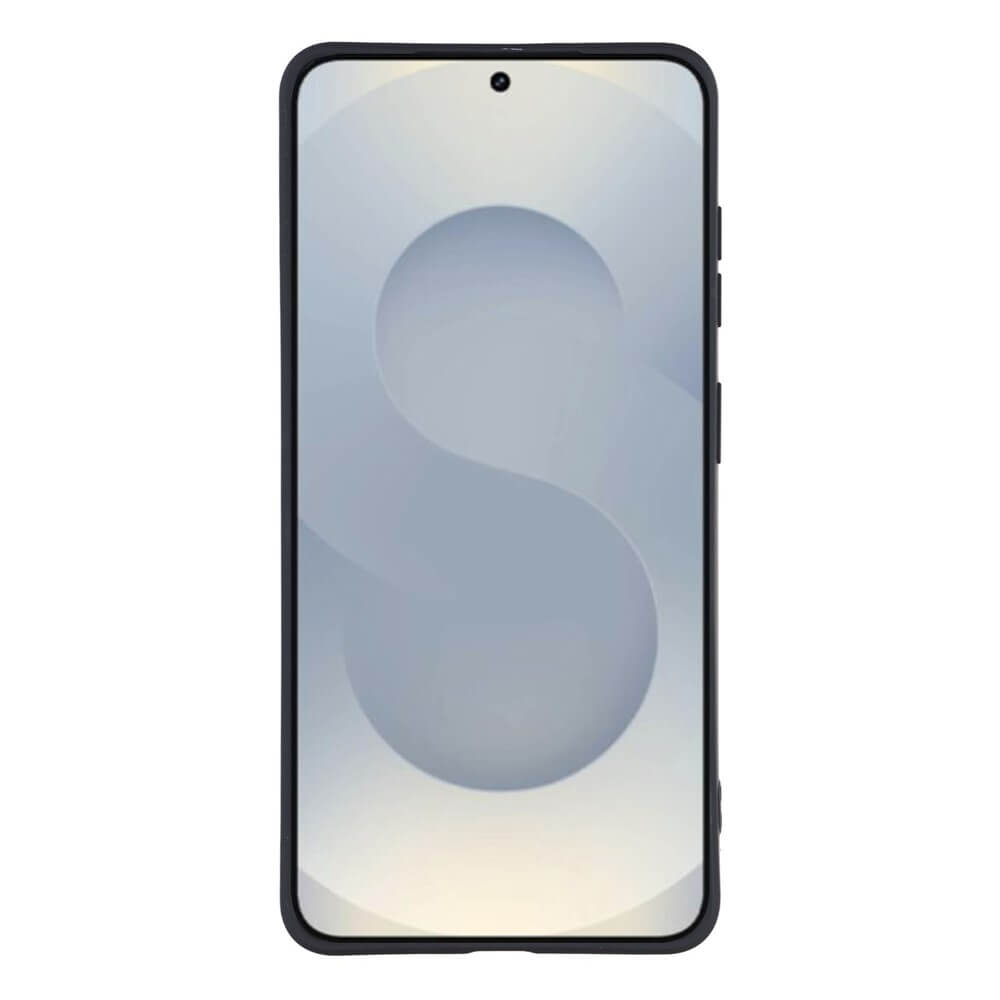 Uno smartphone nero con una S stilizzata sul display.