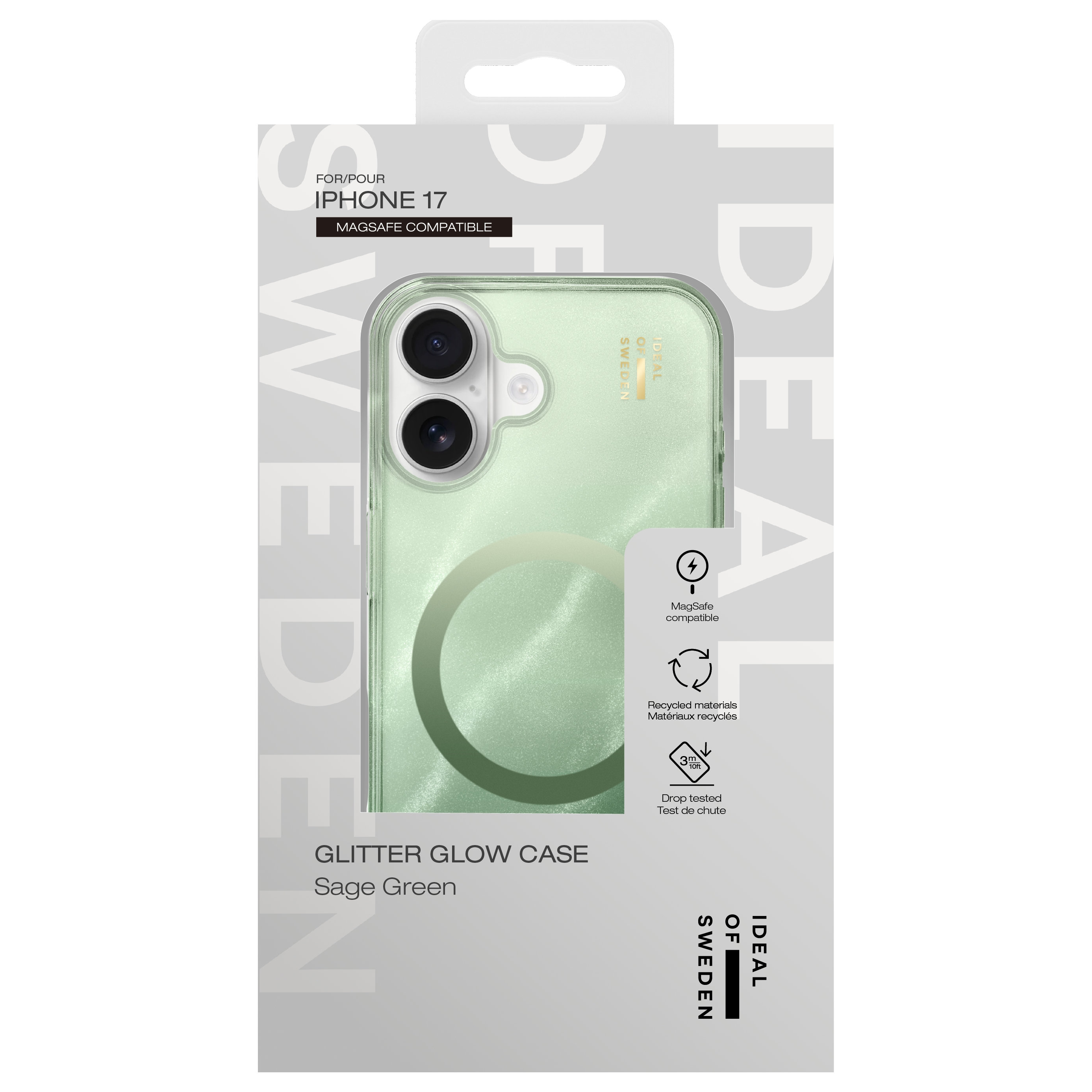 Grüne Handyhülle für iPhone 17 mit MagSafe, recyceltem Material und Fallschutz.