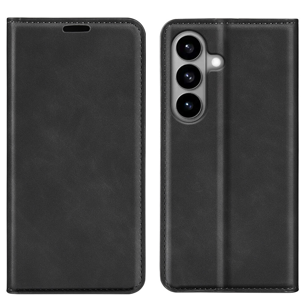 Custodia aperta nera per telefono, fotocamera sul lato destro.