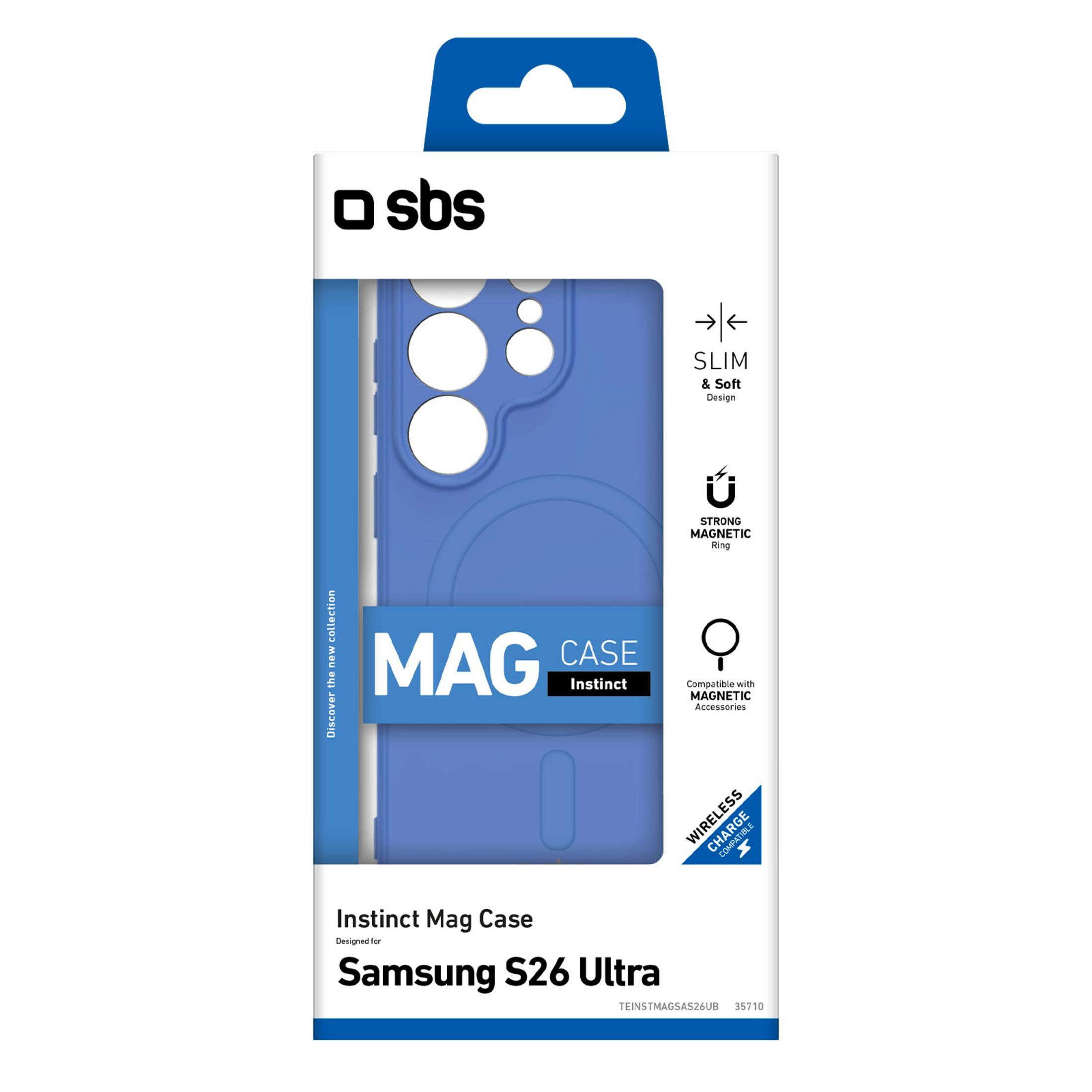 SBS Mag Case Hülle für Samsung S26 Ultra in Blau, mit starkem Magnetring.