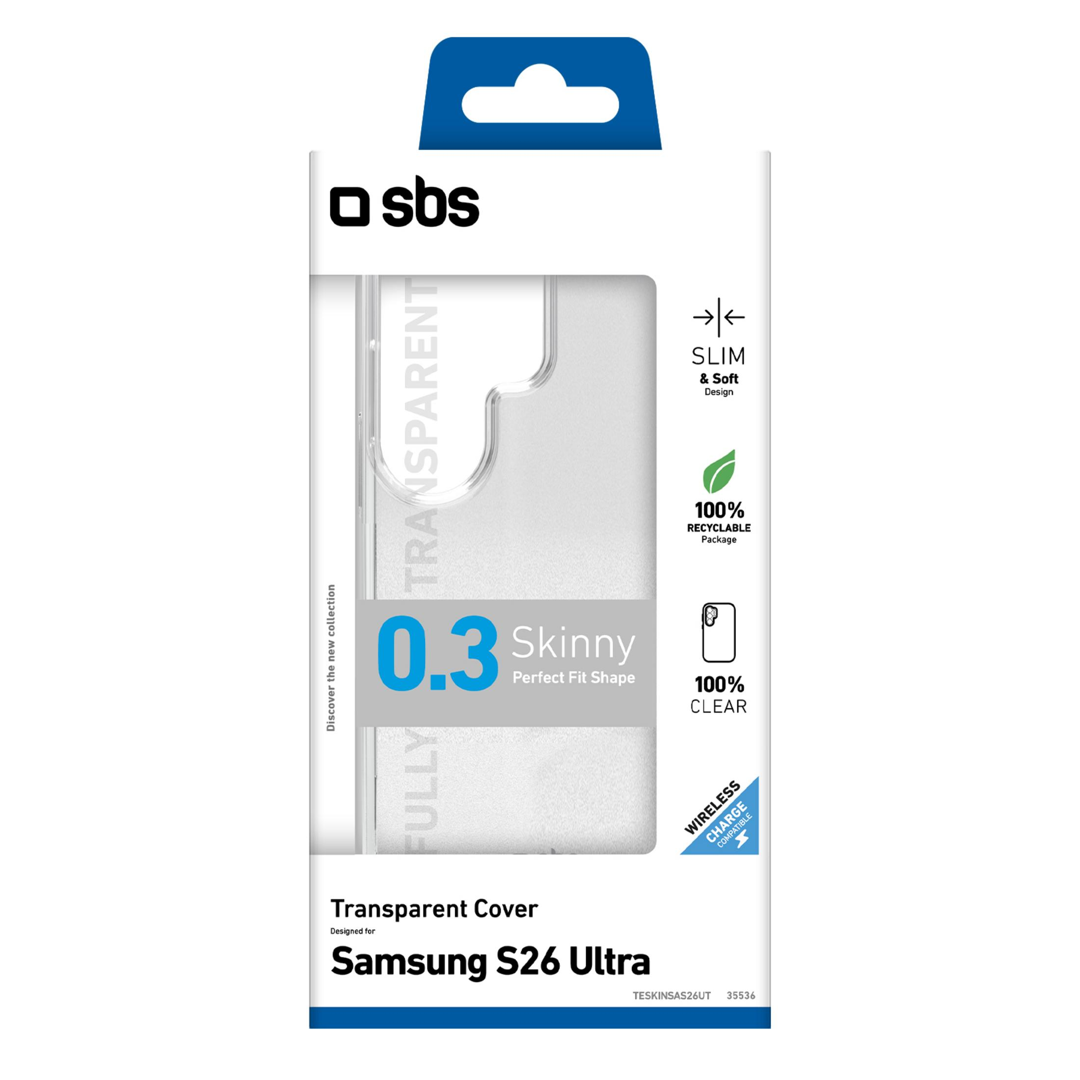 Transparente Hülle für Samsung S26 Ultra, schlank, 0,3 mm, kabellos ladbar, recycelbar.