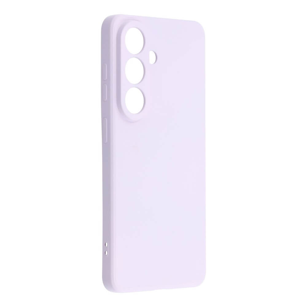 Una cover viola lavanda per telefono con tre ritagli per obiettivi.