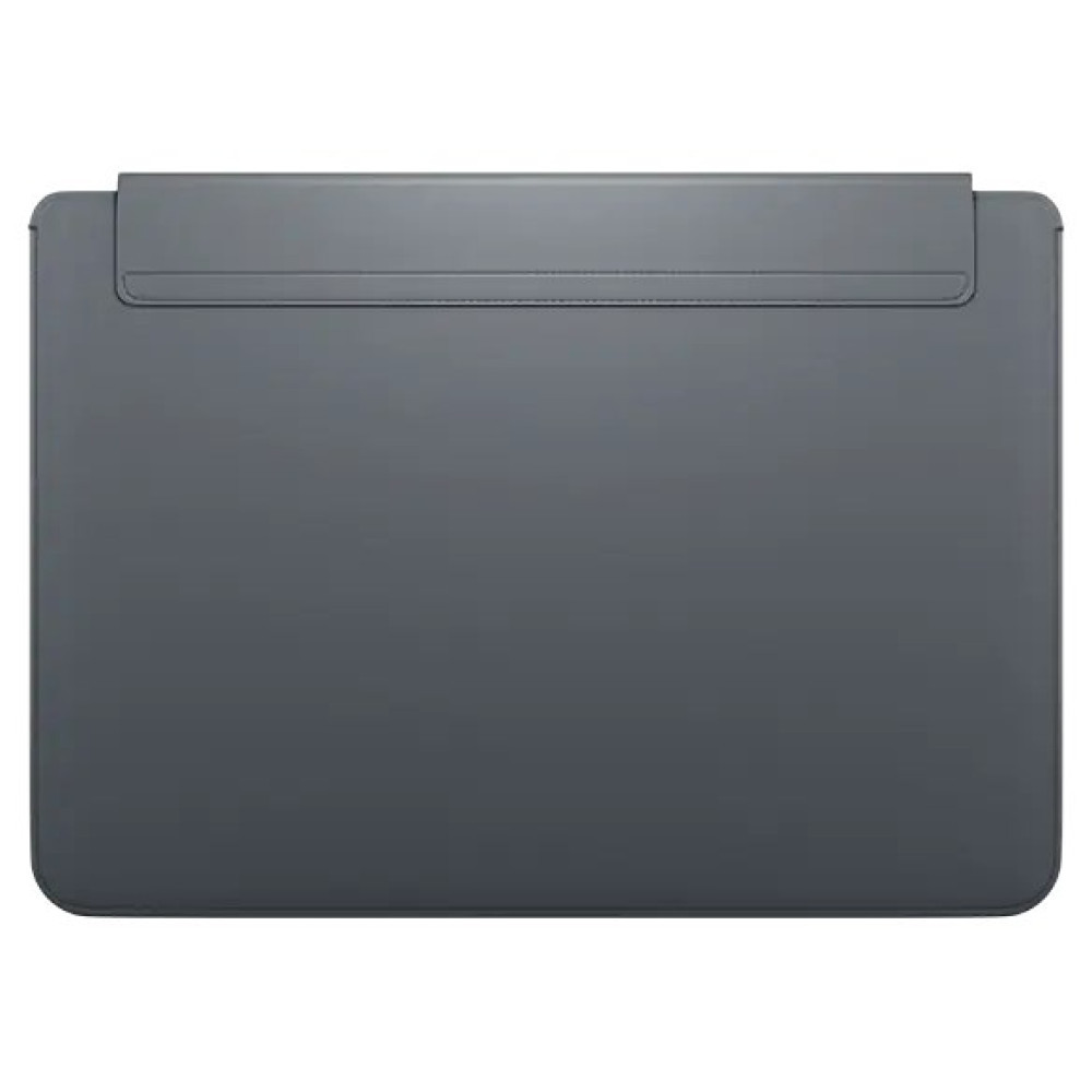 Szara osłona na tablet lub laptop z górną klapką.