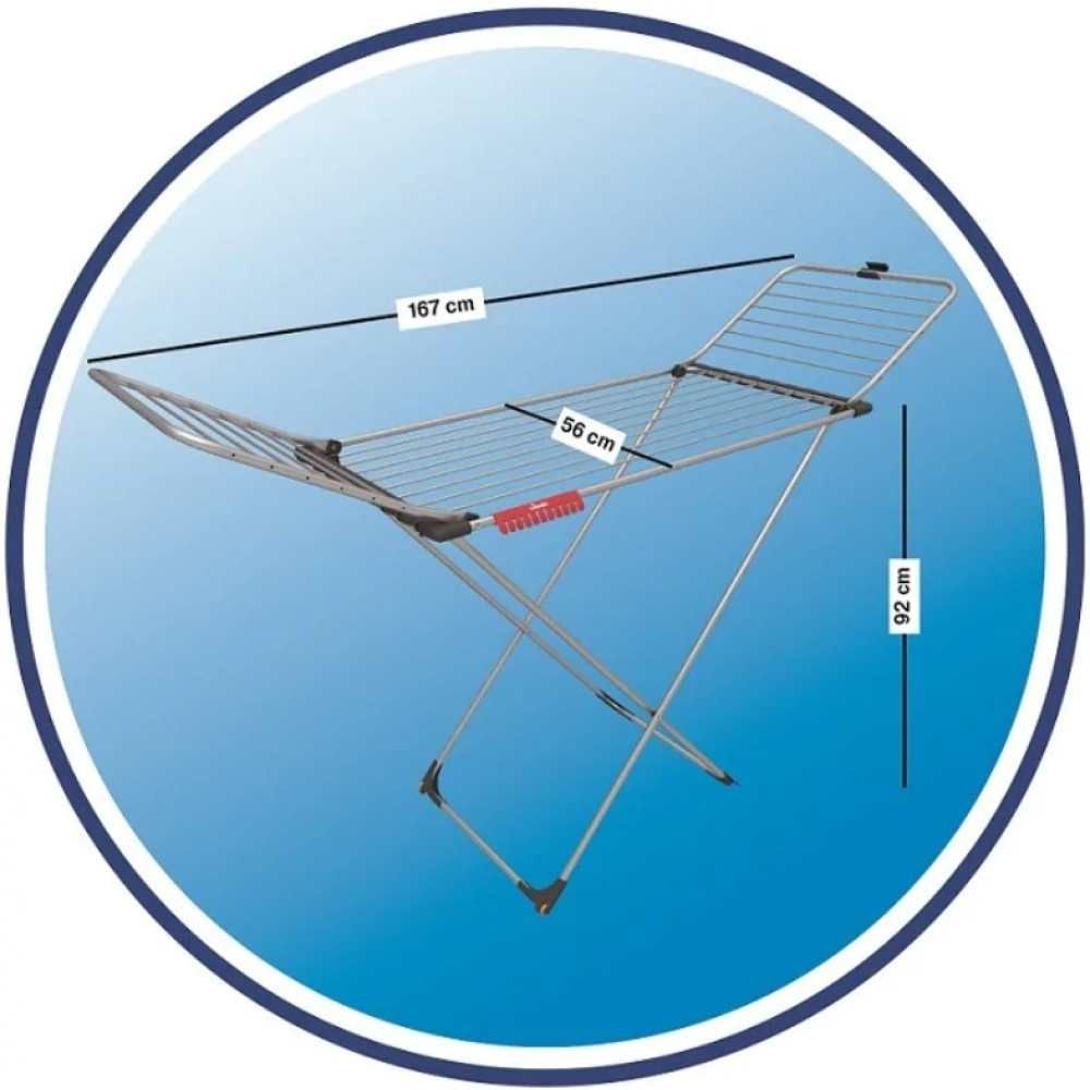 Składany stojak na pranie o wymiarach 167x56x92cm.