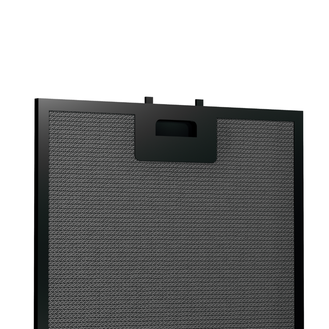 A black box with a handle on top and a textured surface.