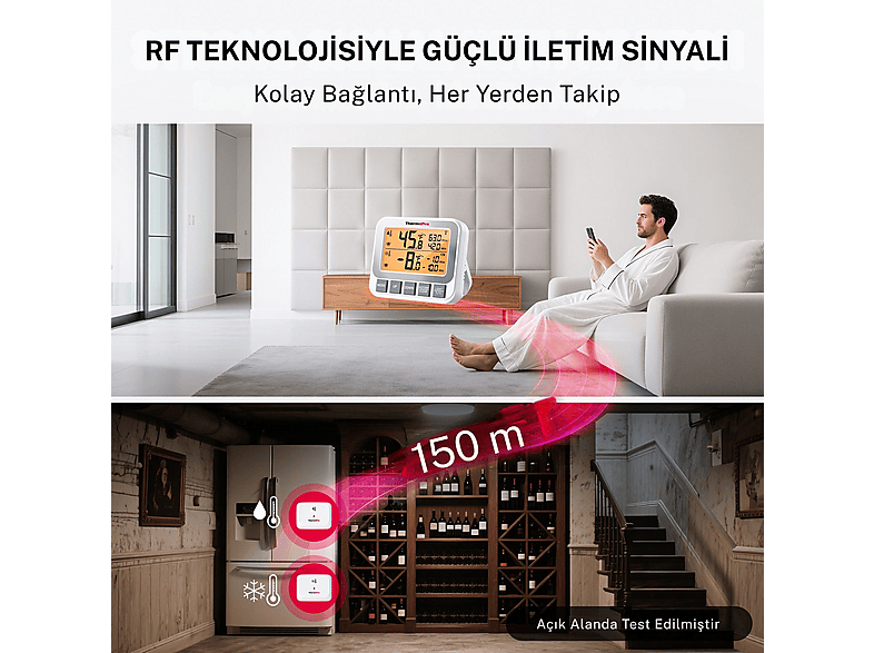 THERMOPRO TP210 150M Sensörlü Derin Dondurucu Buzdolabı Max/Min