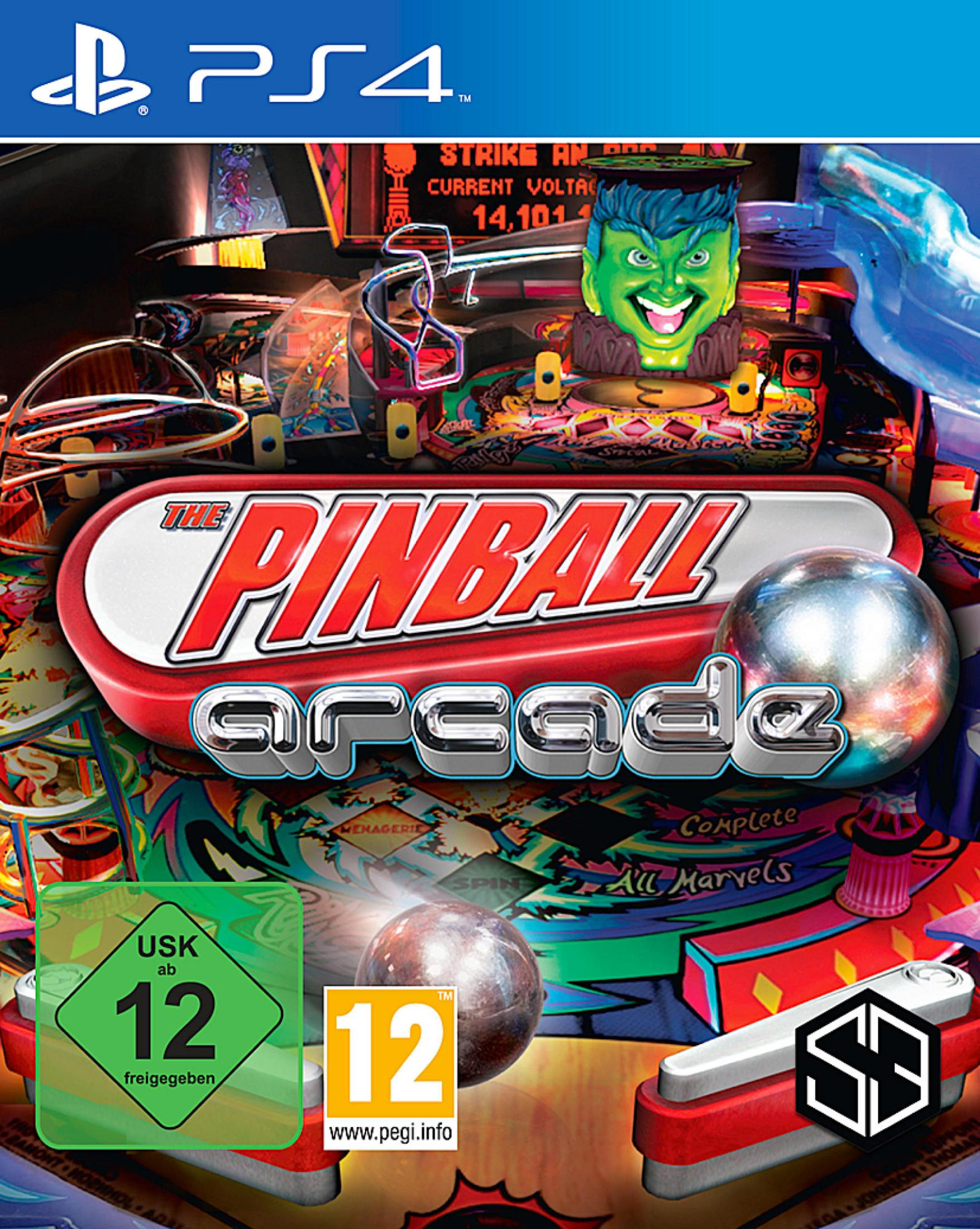 PS4-Spiel "The Pinball Arcade" mit grüner Monsterfigur und Flipperkugel.