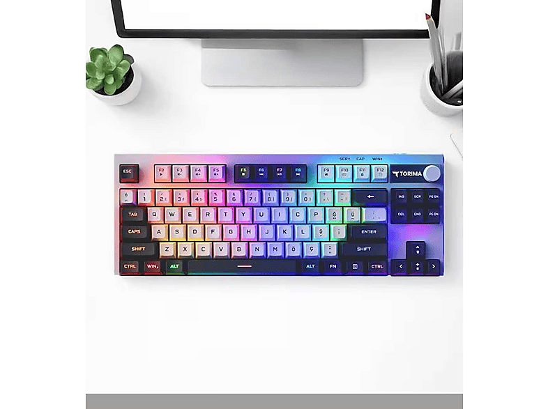 TORIMA Rgb Işıklı Sessiz Q TK12 Kablolu Klavye Çok Renkli