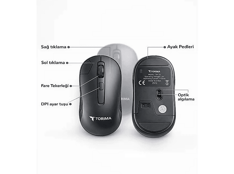TORIMA Çift Modlu TM22 Kablosuz Mouse Sİyah