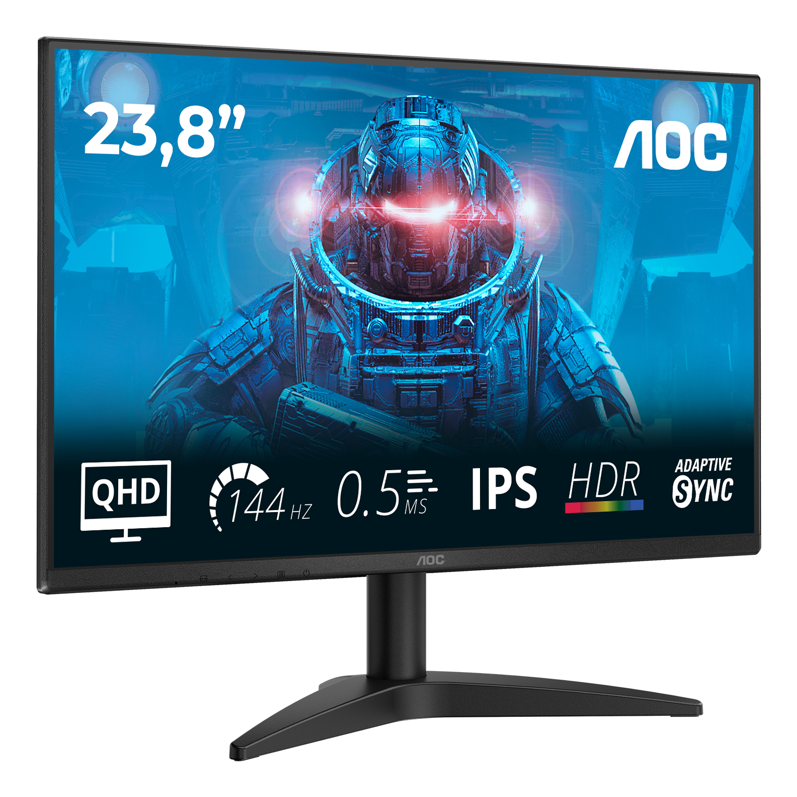 Monitor gaming AOC de 23,8 pulgadas con QHD, 144Hz, 0,5ms, IPS, HDR y Adaptive Sync.