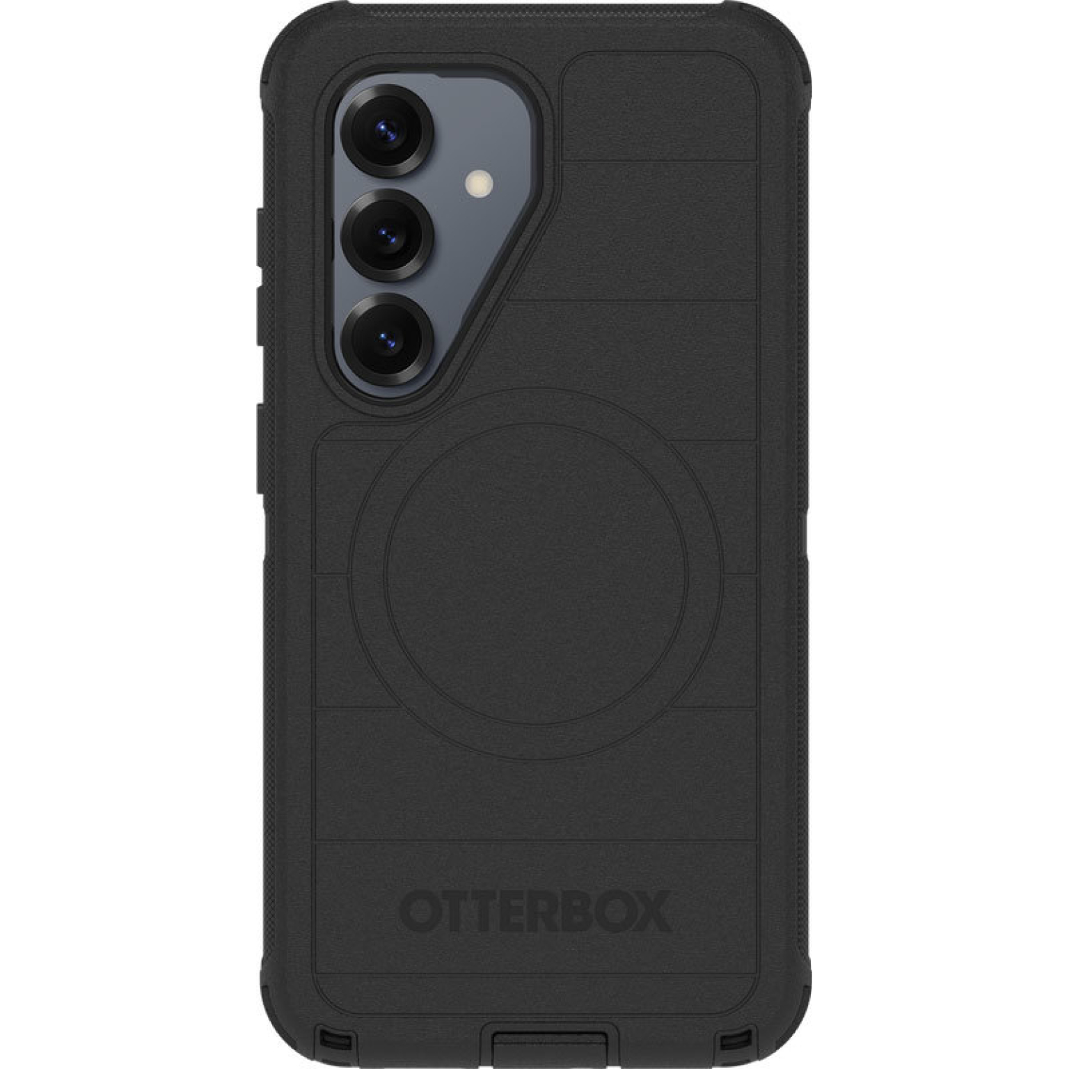 Zwarte telefoonhoes met drie camera's en Otterbox logo.