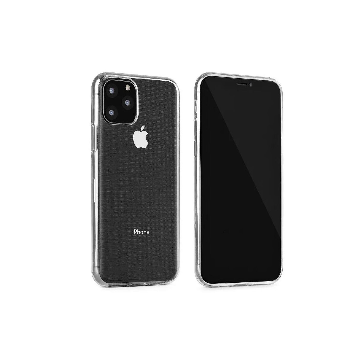 Twee doorzichtige telefoonhoesjes naast elkaar op witte achtergrond.