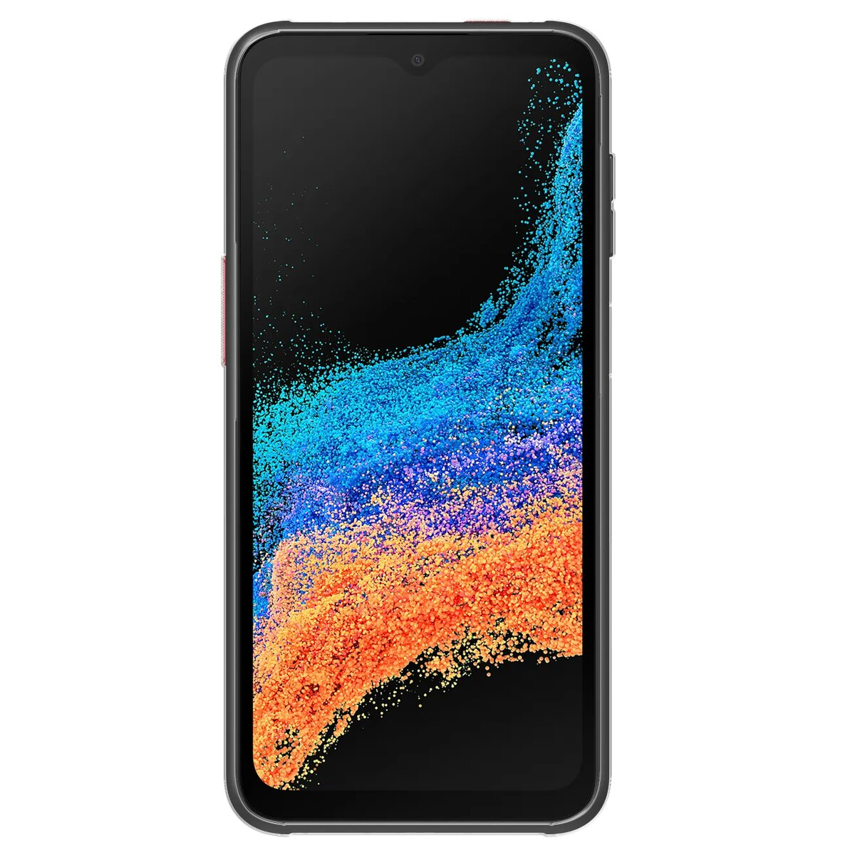 Uno smartphone con uno sfondo granulare e colorato.
