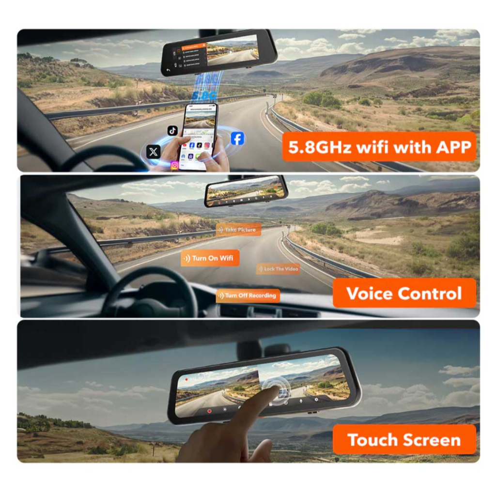 Dashboard weergave: Smartphone verbindt met achteruitrijcamera; 5.8GHz wifi met APP.