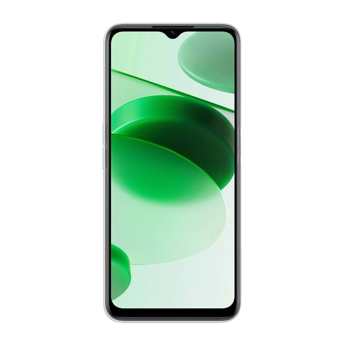 Ein modernes Smartphone mit einem hellgrünen Hintergrund mit abstrakten Formen.