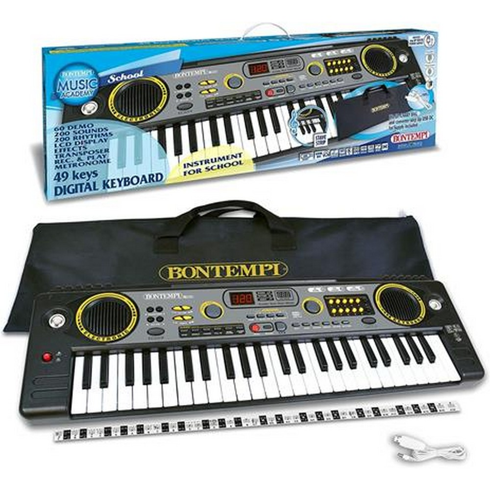 Una tastiera digitale Bontempi a 49 tasti con accessori.