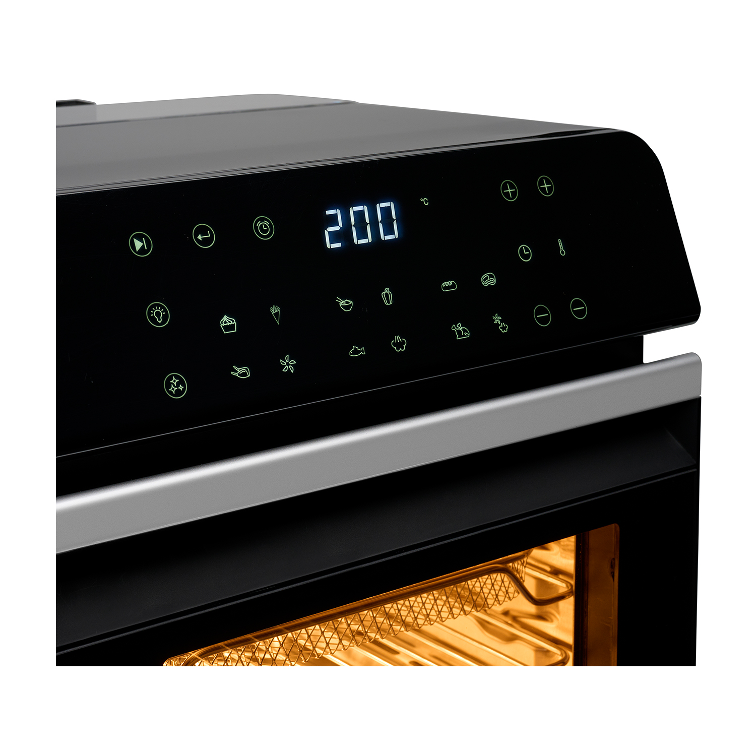 Display digitale con 200, icone e interno illuminato.