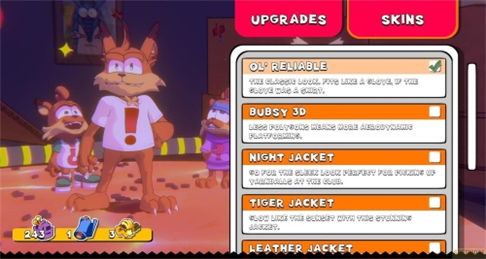 Un menu di gioco mostra personaggi e opzioni.