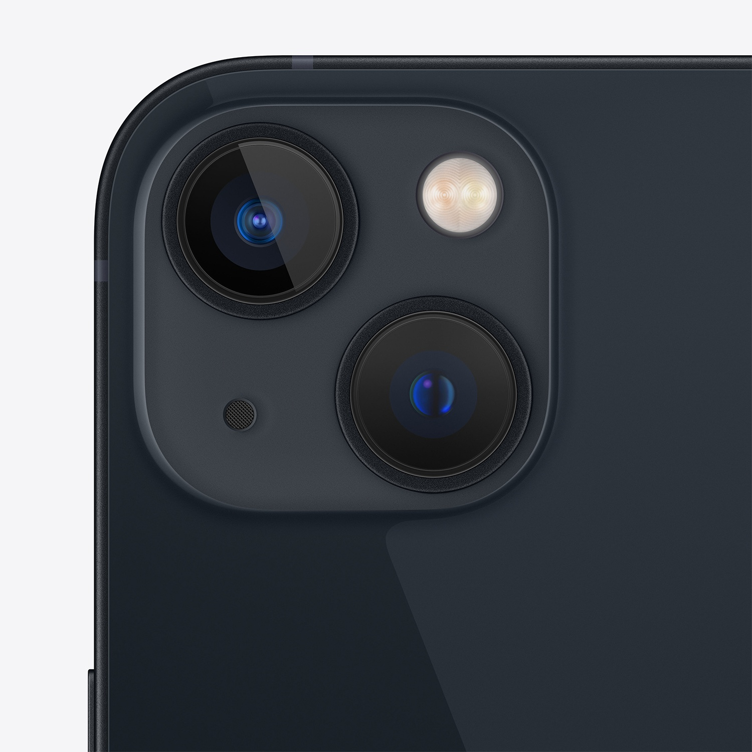 Primo piano del retro scuro di uno smartphone con due fotocamere e flash.