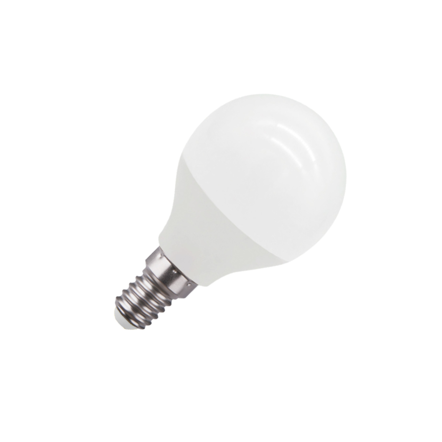 Una bombilla LED blanca con base de rosca plateada.