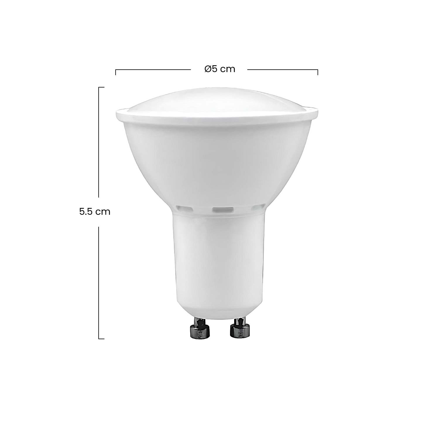 Lámpara blanca, 5,5 cm de alto, 5 cm de diámetro.