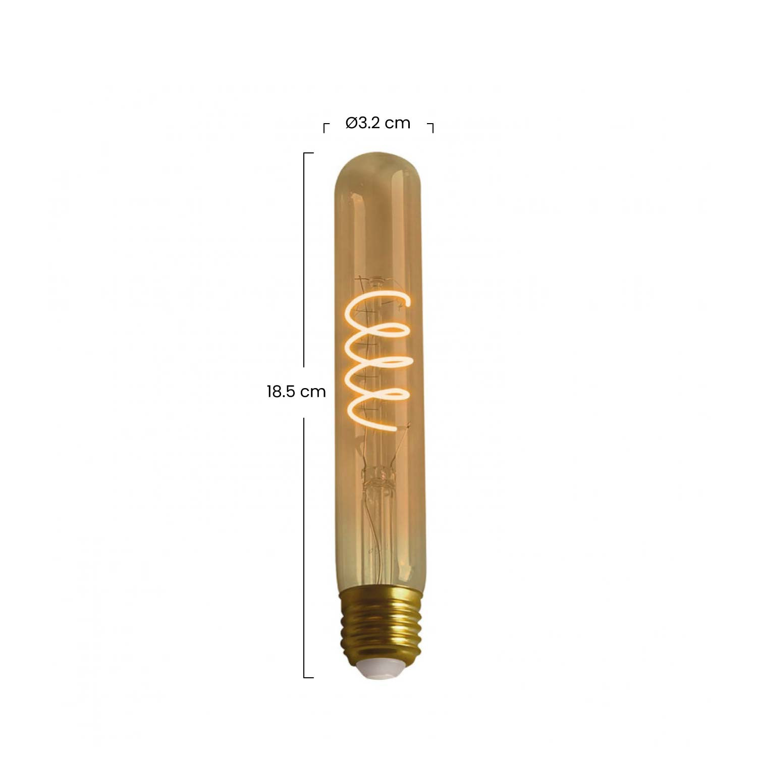 Una bombilla Edison alta y cilíndrica con filamento en espiral.