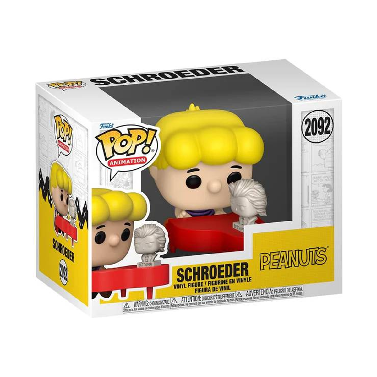 Figura Funko Pop! Schroeder en empaque de Peanuts.