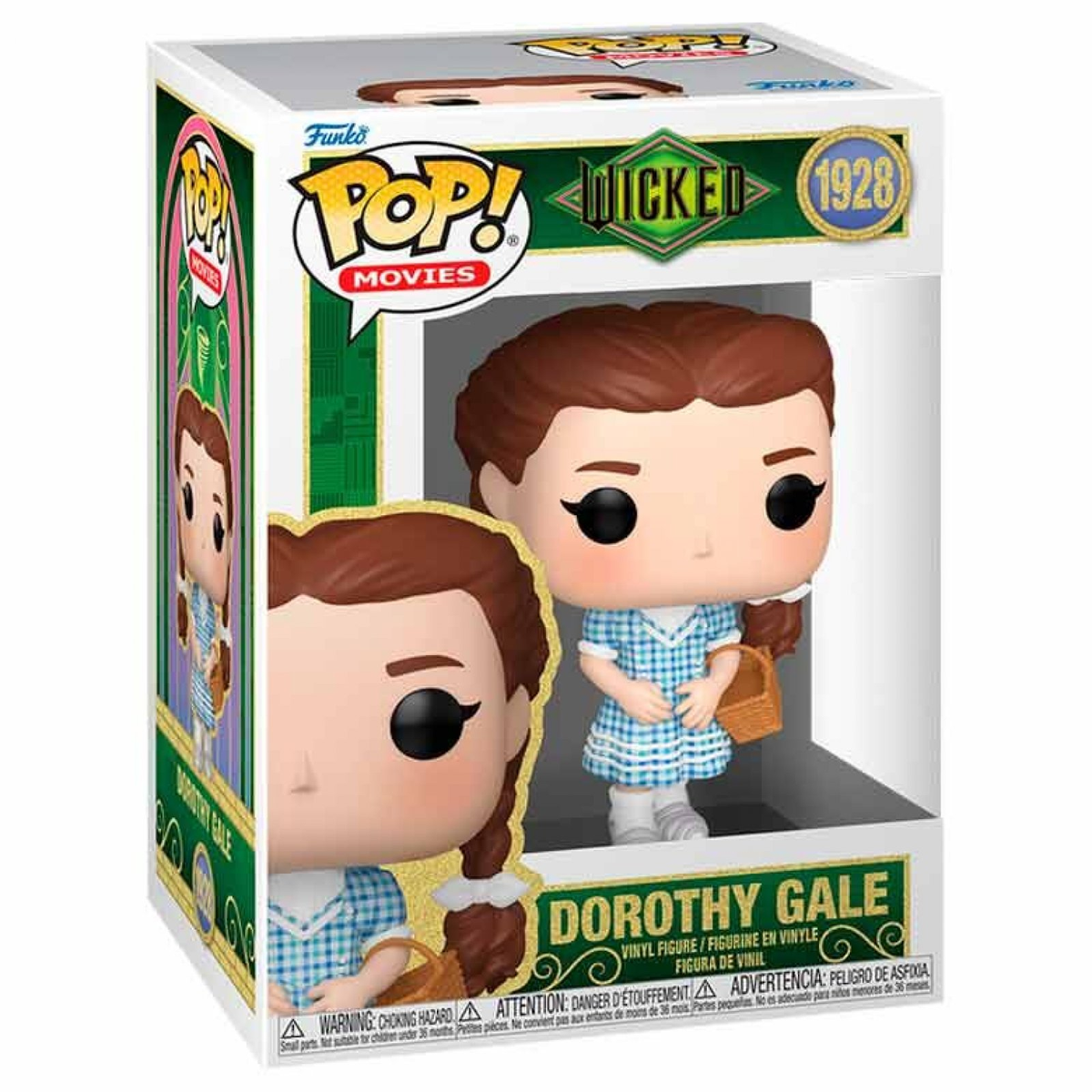 Funko Pop! Dorothy Gale Vinylfigur aus Der Zauberer von Oz, in blauer karierter Kleidung.