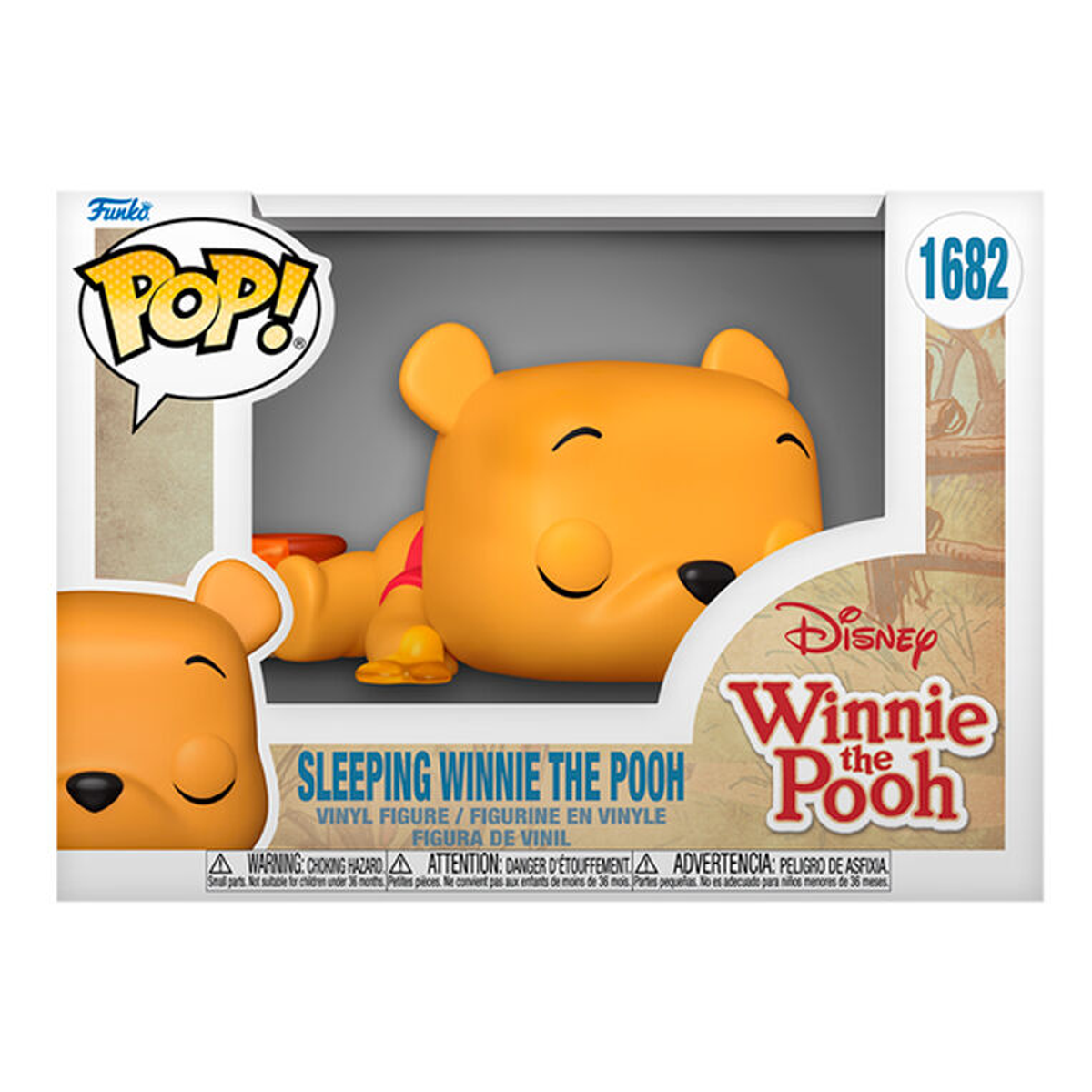 Una figura de vinilo Funko Pop de Winnie the Pooh durmiendo.