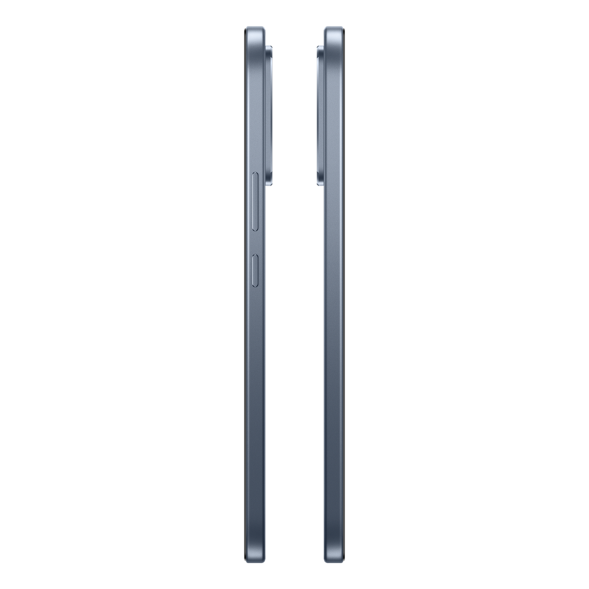 Zwei graue Smartphones im Profil, mit schwarzen Hintergrund.