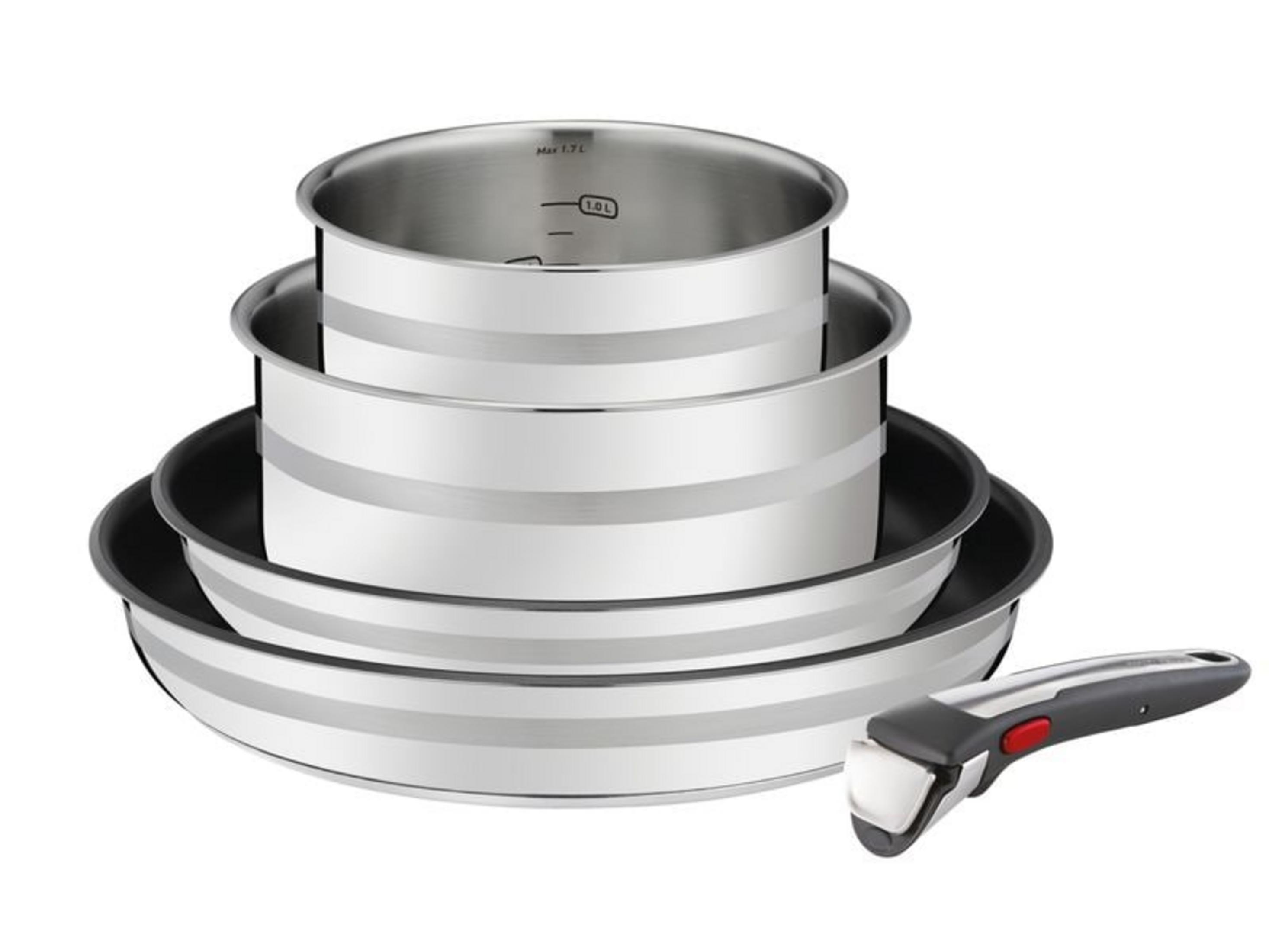 Ensemble de casseroles en acier inoxydable avec manche amovible, empilé