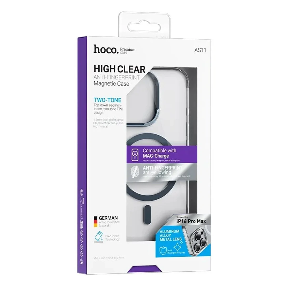 Hoco High Clear iPhone 16 Pro Max kılıfı Mag-Charge uyumludur.