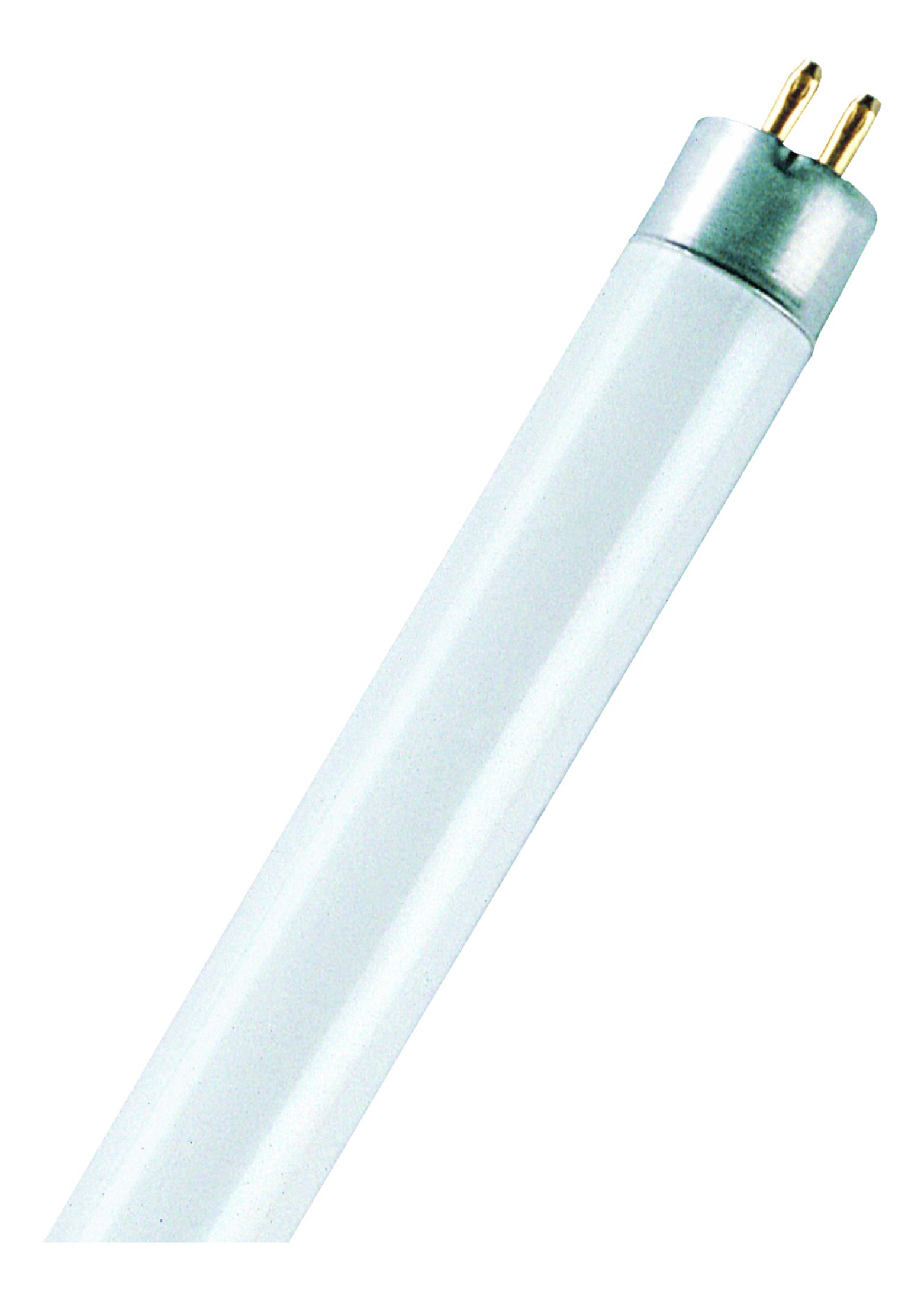 Un tubo fluorescente bianco con due pin dorati a un'estremità.