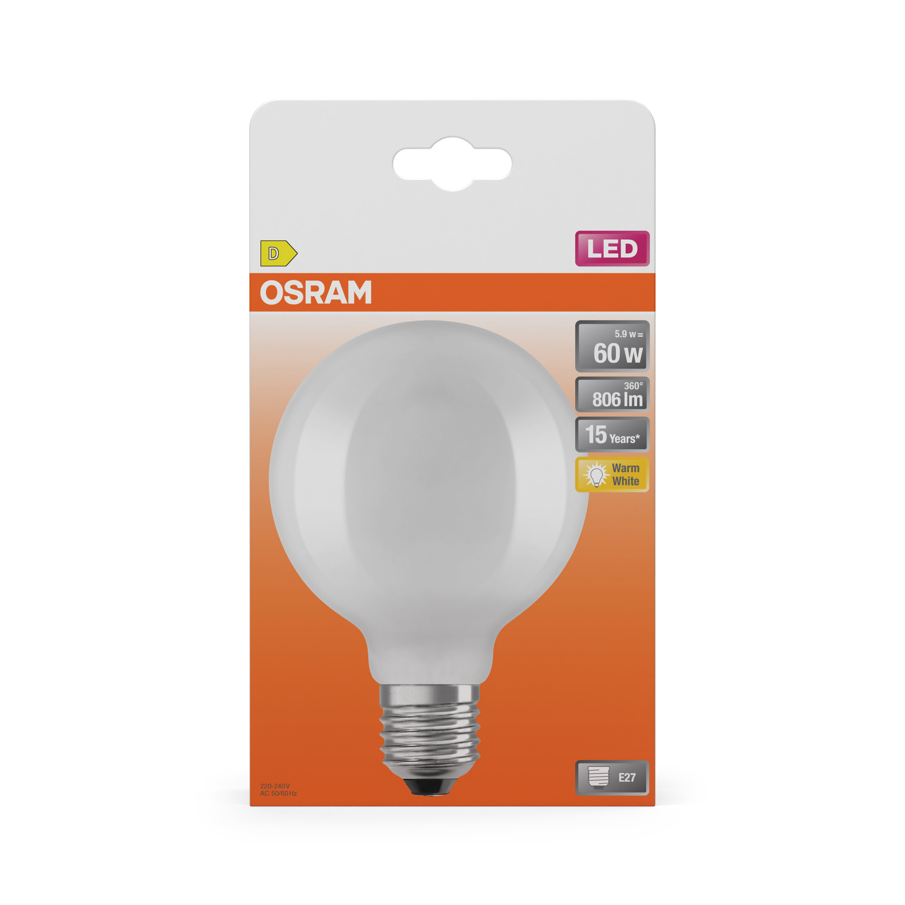 Lampadina LED Osram in confezione, bianco caldo, base E27.